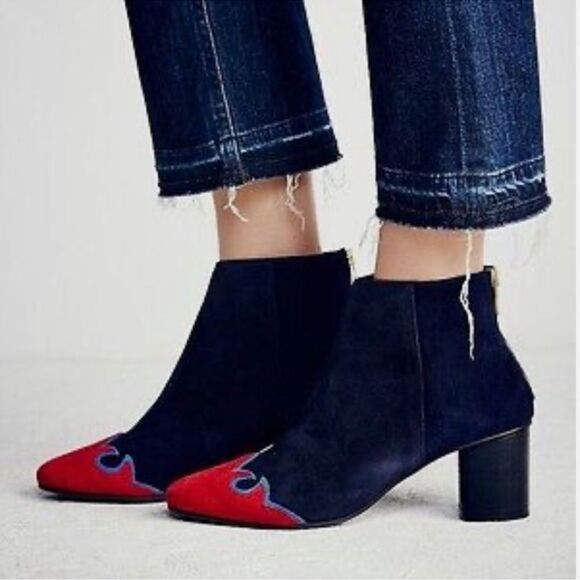 Free People Shoes - Free People Adele Flame Suede Ankle Boots 38